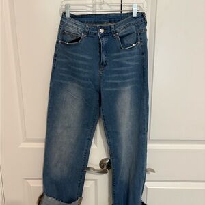 Relaxed Boyfriend Jeans in Washed Blue Denim